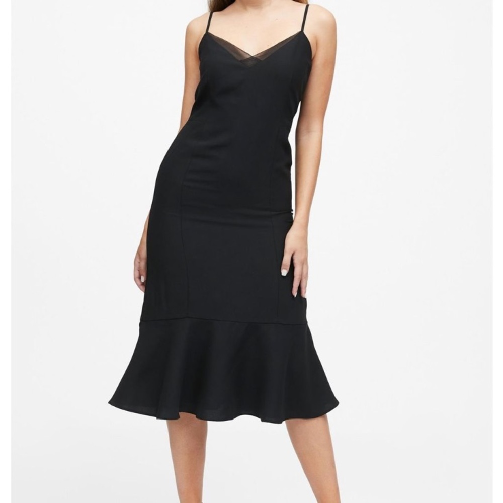 🖤 Black Fishtail Midi Sheath Dress 🖤